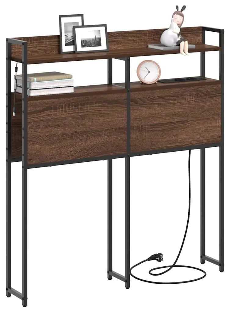 vidaXL Κεφαλάρι Αποθήκης με ράφι Καφέ δρυς 80 cm Επεξεργασμένο ξύλο