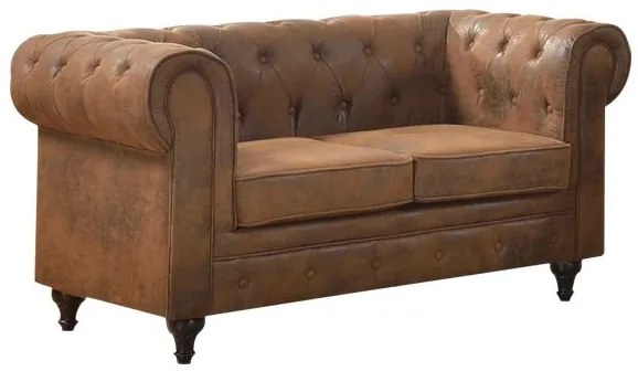 WOODWELL CHESTERFIELD York Kαναπές 2Θέσιος Σαλονιού - Καθιστικού, Ύφασμα Απόχρωση Καφέ Camel 150x82x77cm Ε942,2