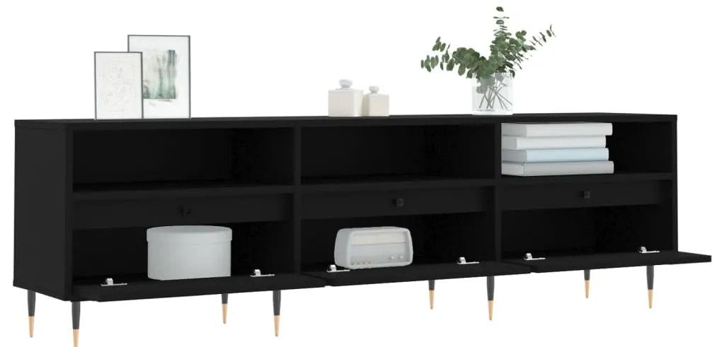 vidaXL Έπιπλο Τηλεόρασης Μαύρο 150x30x44,5 εκ. Επεξεργασμένο Ξύλο