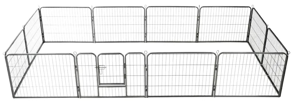 Πάρκο Σκύλου με 12 Πάνελ Μαύρο 80 x 60 εκ. Ατσάλινο