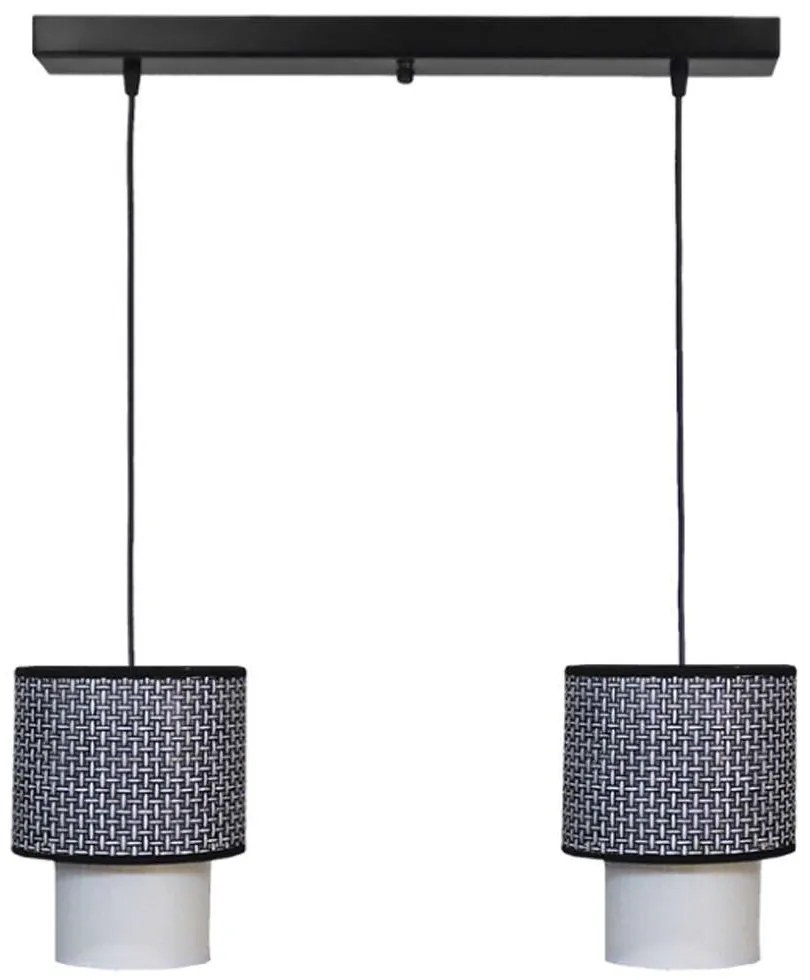 Φωτιστικό Οροφής - Ράγα 14-0273 2/Ε27 55x100cm Αμπαζούρ Φ16,5/10cm Black-White Heronia Metal, Fabric