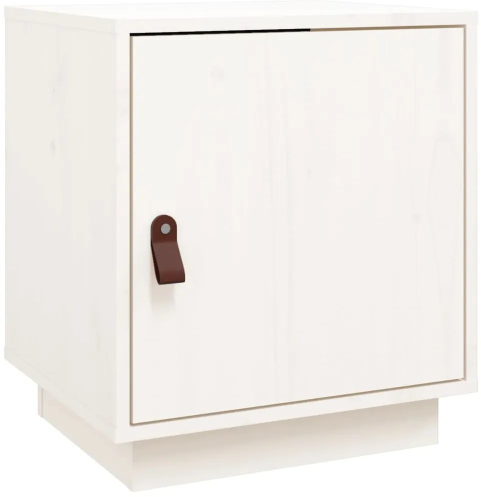 vidaXL Κομοδίνο Λευκό 40 x 34 x 45 εκ. από Μασίφ Ξύλο Πεύκου