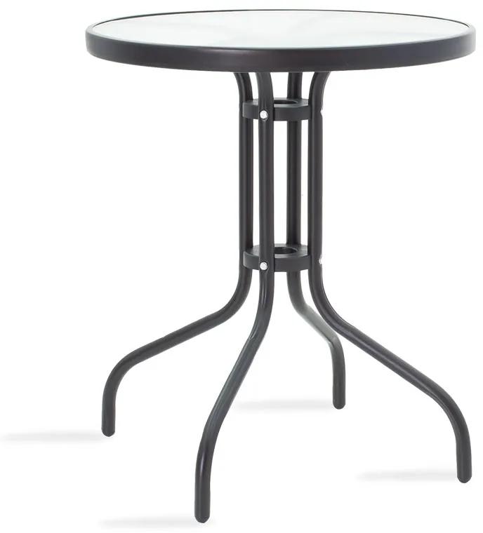 Τραπέζι κήπου Watson pakoworld μέταλλο μαύρο-γυαλί Φ60x70εκ - Μέταλλο - 130-000002