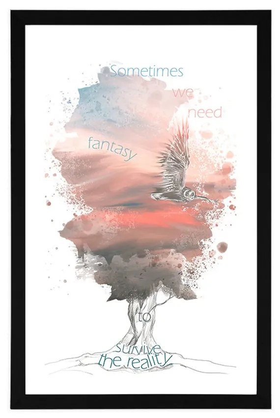 Αφίσα με παρπαστού Ενθρρυντικό γνωμικό για φαντασία - 30x45 white