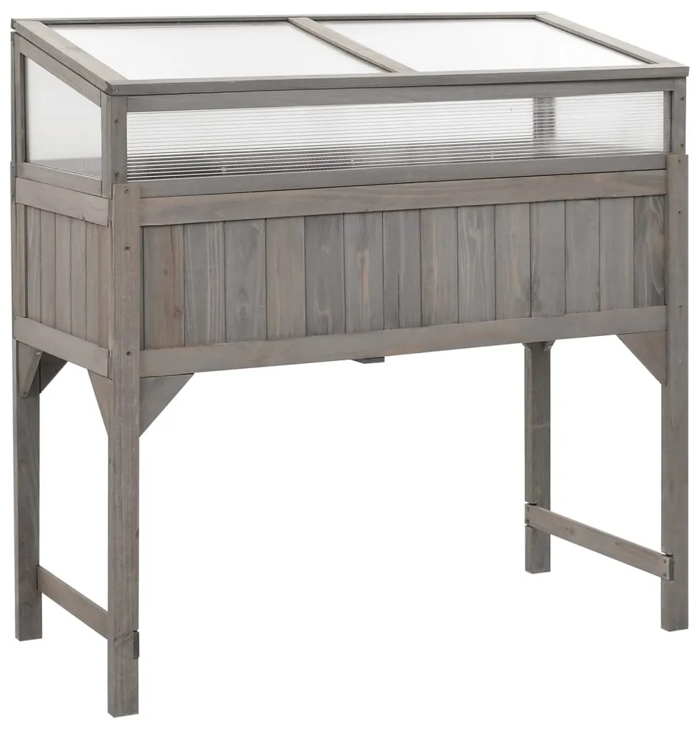 Ζαρντινιέρα Υπερυψωμένη με Θερμοκήπιο 110x54x120 εκ Ξύλο Ελάτης