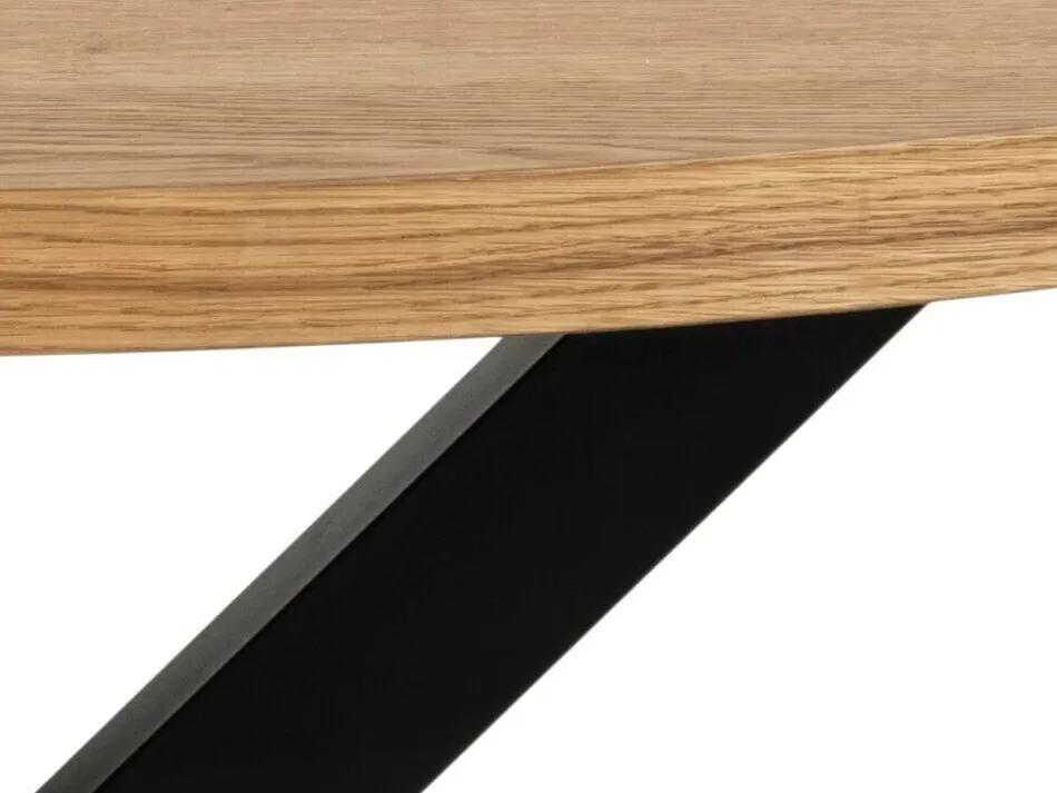 Τραπέζι Oakland 885, Μαύρο, Άγρια δρυς, 76x100x220cm, 50 kg, Ινοσανίδες μέσης πυκνότητας, Φυσικό ξύλο καπλαμά, Μέταλλο | Epipla1.gr