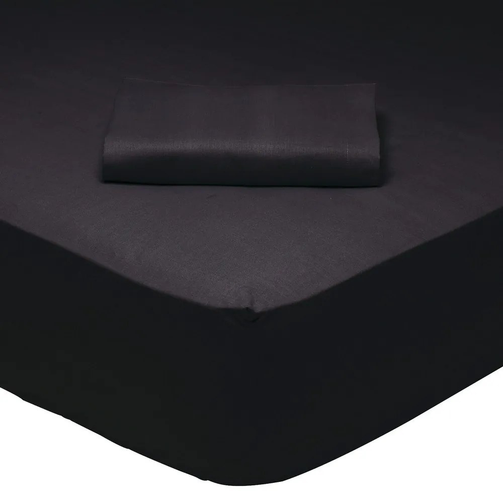 Σεντόνι 1015 Με Λάστιχο Black Das Home King Size 180x235cm 100% Βαμβάκι