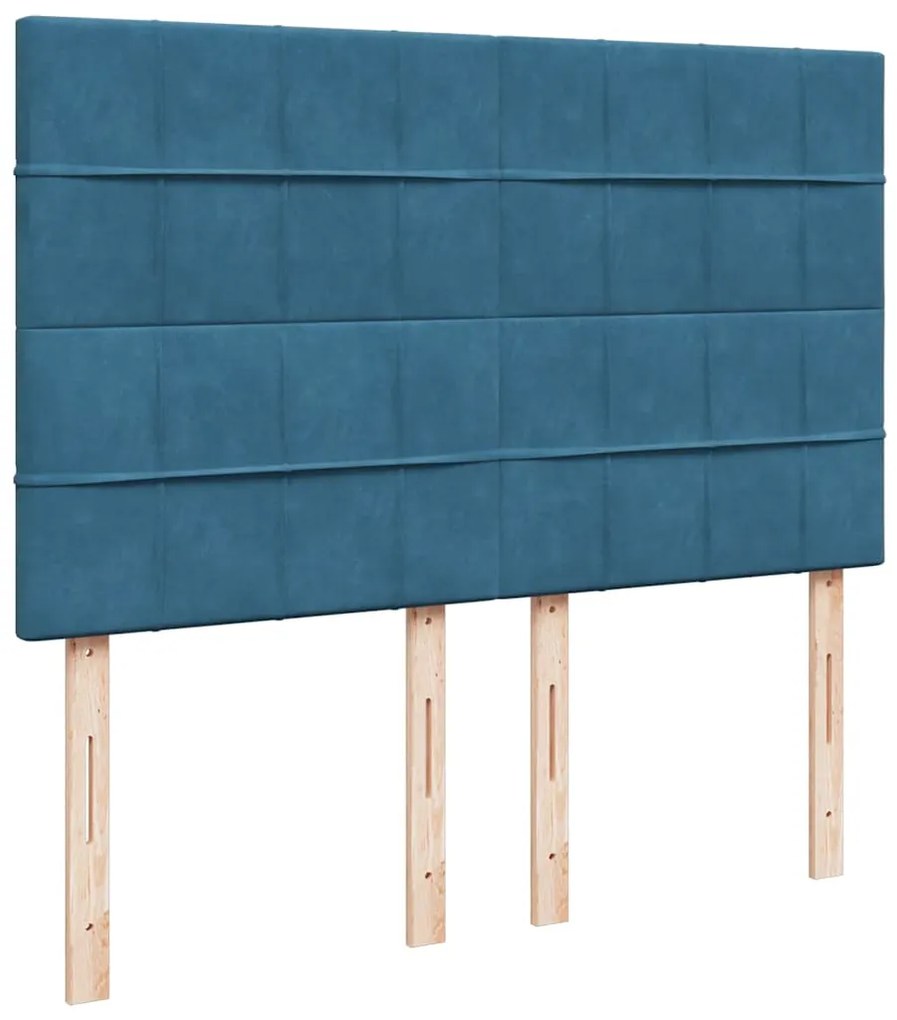 vidaXL Κρεβάτι Boxspring με Στρώμα Σκούρο Μπλε 160x200 εκ. Βελούδινο