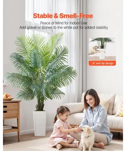 VEVOR 1829 mm Artificial Areca Palm Tree Faux Plant in Pot for Home Office