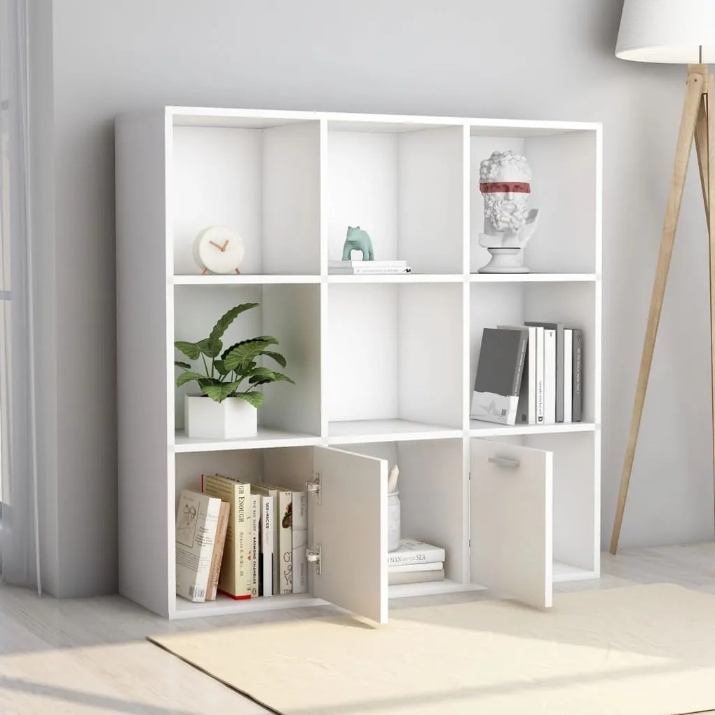 vidaXL Βιβλιοθήκη Λευκή 98 x 30 x 98 εκ. από Επεξ. Ξύλο