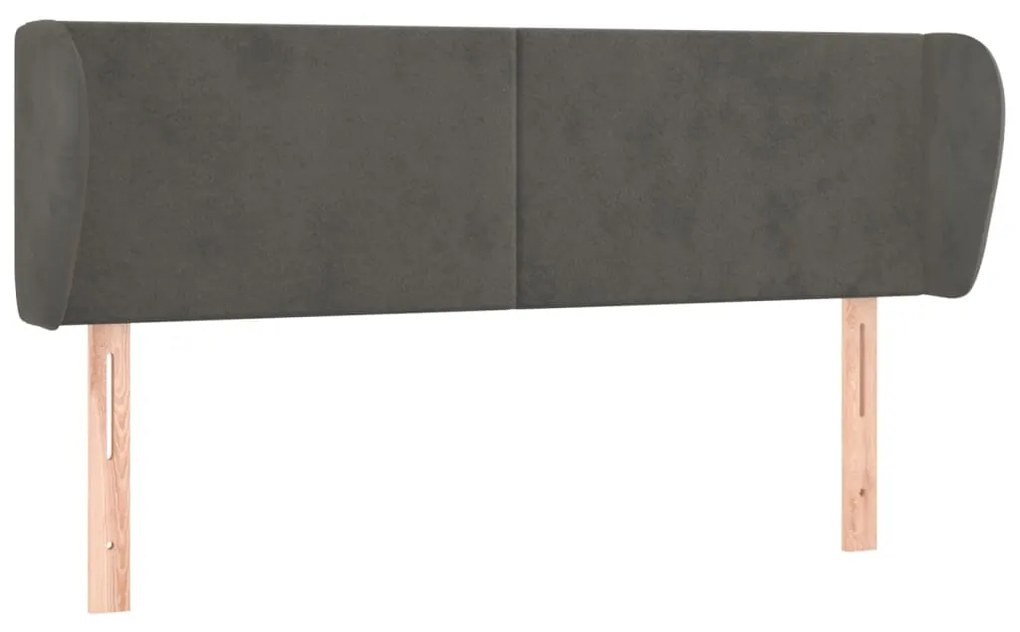 Κεφαλάρι με Πτερύγια Σκούρο Γκρι 147x23x78/88 εκ. Βελούδινο 3116913