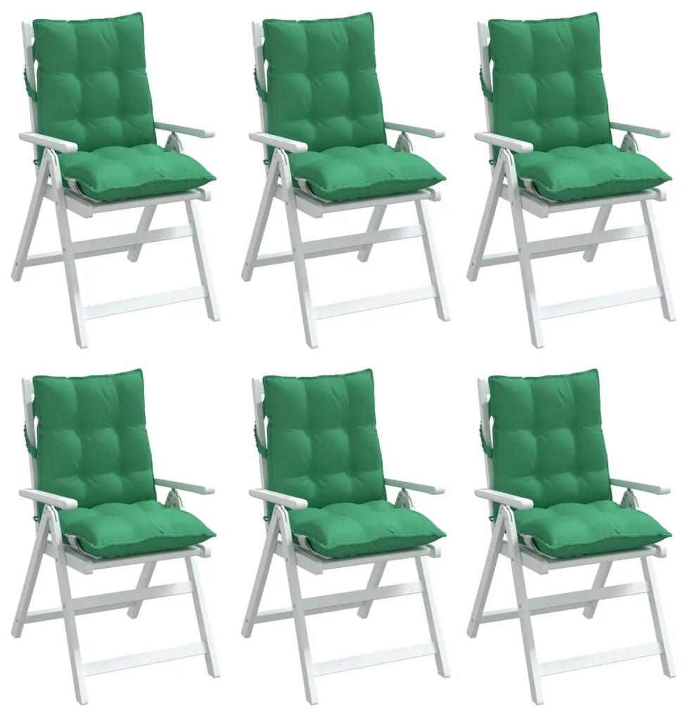 vidaXL Μαξιλάρια Καρέκλας Χαμηλή Πλάτη 6 τεμ. Πράσινο Ύφασμα Oxford