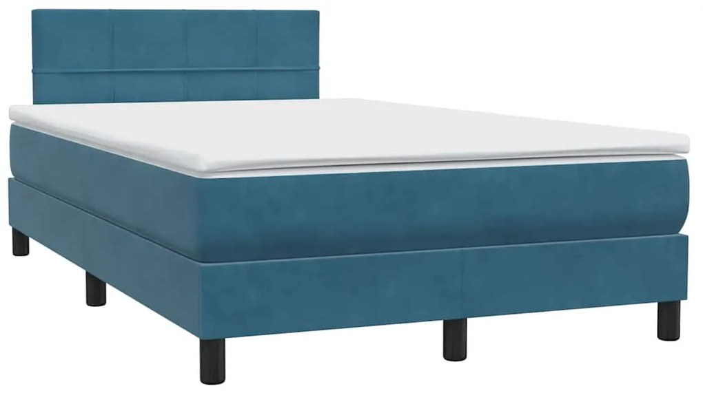 vidaXL Κρεβάτι Boxspring με Στρώμα Σκούρο Μπλε 120x210 εκ. Βελούδινο