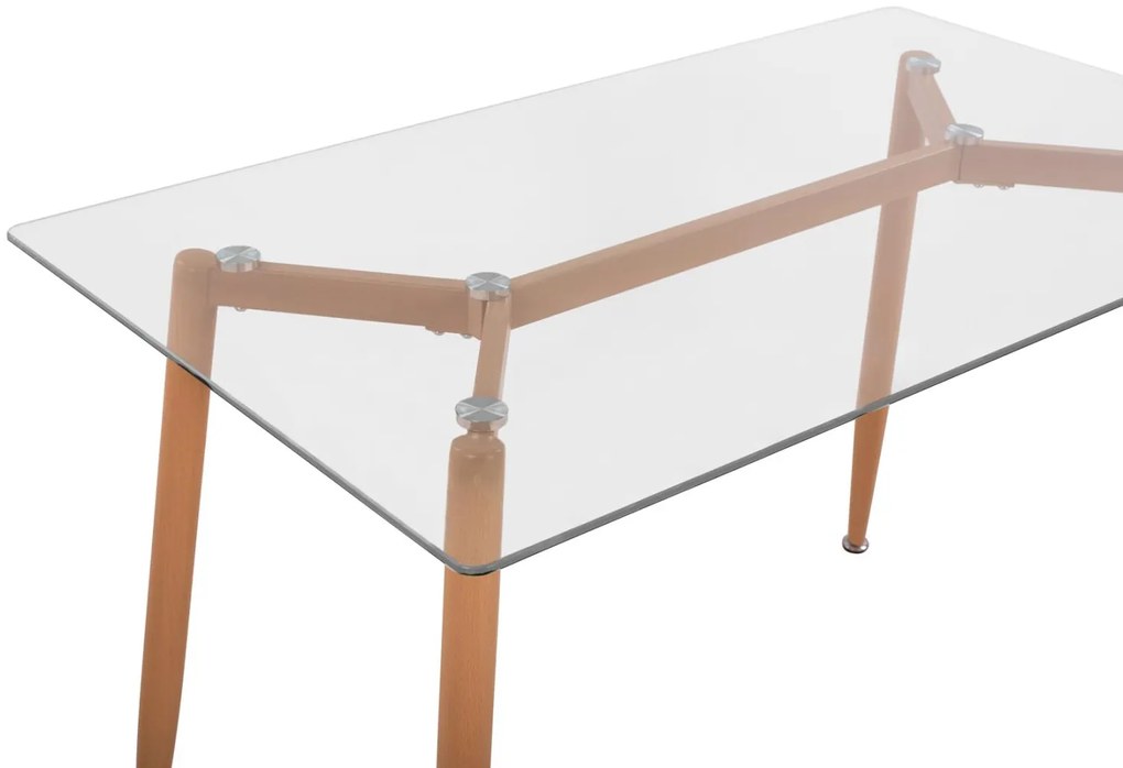 Τραπέζι IDELLA Μεταλλικό Φυσικό με Γυαλί 120x70x75,5 εκ. 120x70x75.5 εκ.