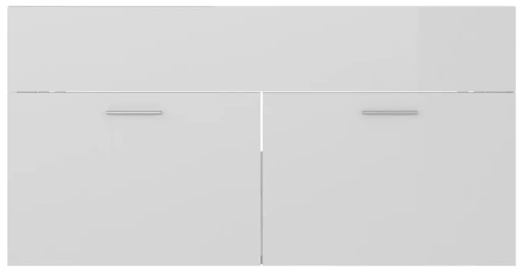 Ντουλάπι Μπάνιου με Νιπτήρα Γυαλιστερό Λευκό από Επεξ. Ξύλο - Λευκό
