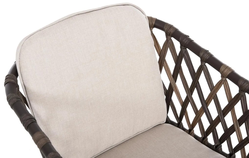 Καρέκλα - Πολυθρόνα BOLLY C6080 Καφέ Συνθετικό Rattan με Μπέζ Μαξιλάρια 58,5x67x86Υεκ 4αδα 58.5x67x86 εκ.
