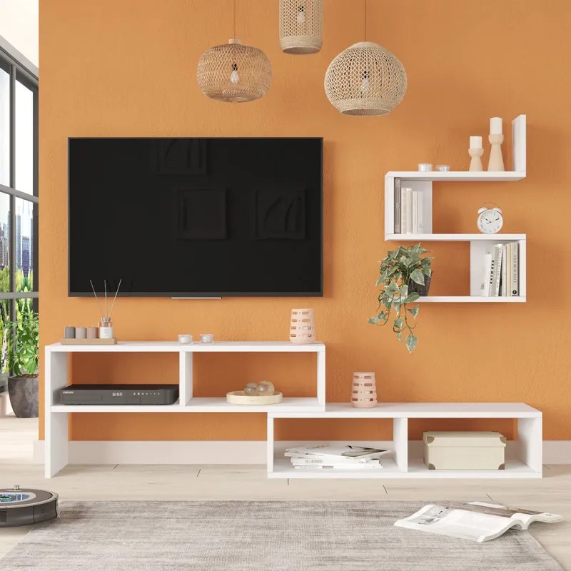 Σύνθετο σαλονιού Kakomo pakoworld σε λευκή απόχρωση 170x29.5x43εκ (1 τεμάχια)