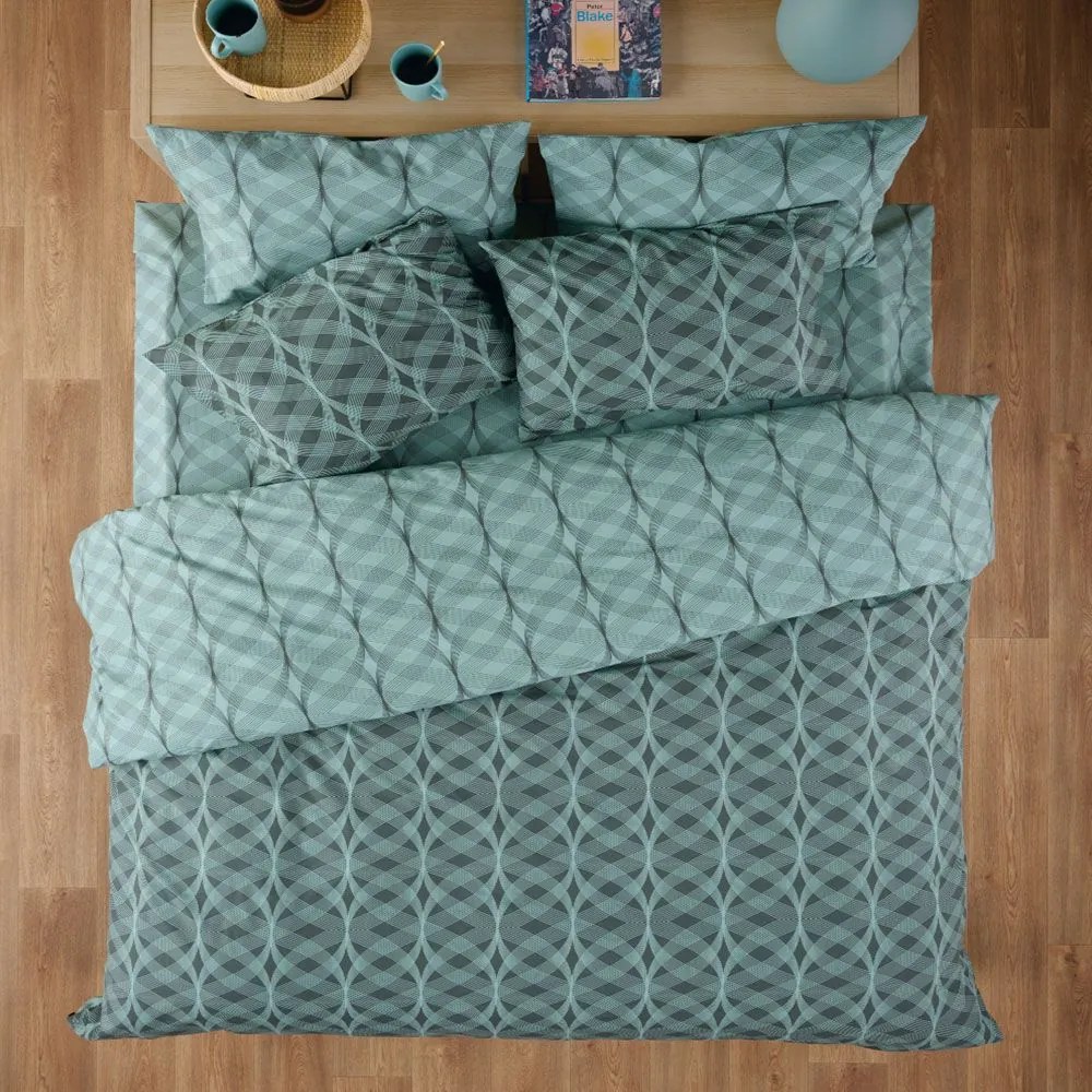 Σεντόνια Jentry 02 (Σετ 4τμχ) Green Kentia Queen Size 240x270cm 100% Βαμβάκι