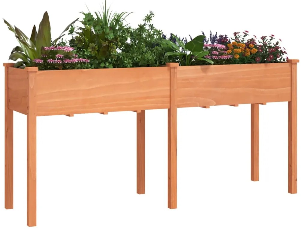 vidaXL Γλάστρα με Επένδυση Καφέ 161x45x76 εκ. από Μασίφ Ξύλο Ελάτης