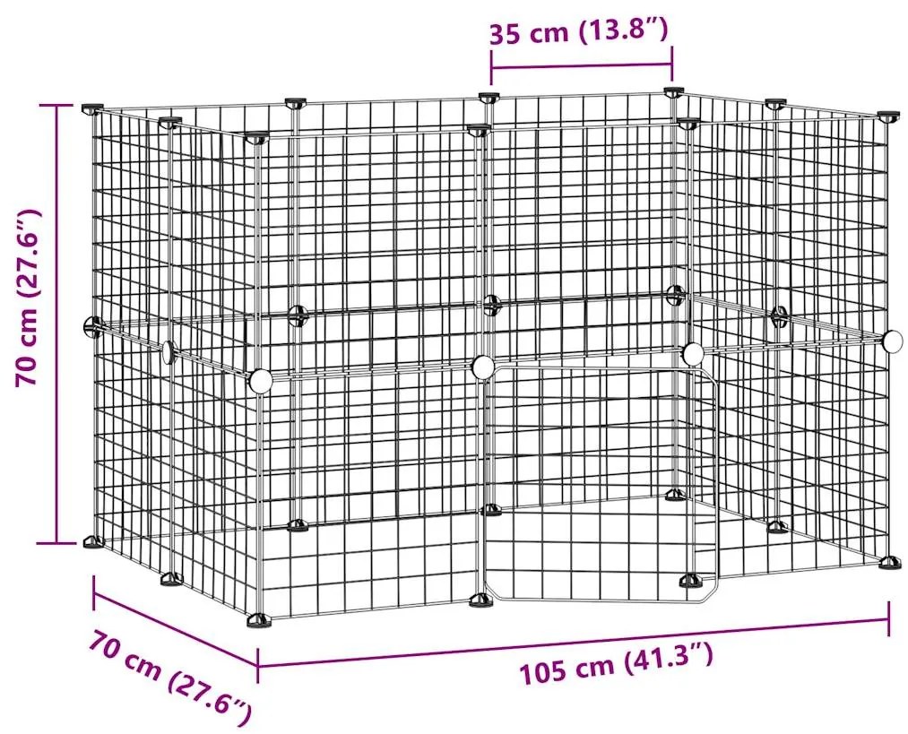 vidaXL Κλουβί Κατοικίδιων με 20 Πάνελ + Πόρτα Μαύρο 35 x 35εκ Ατσάλινο