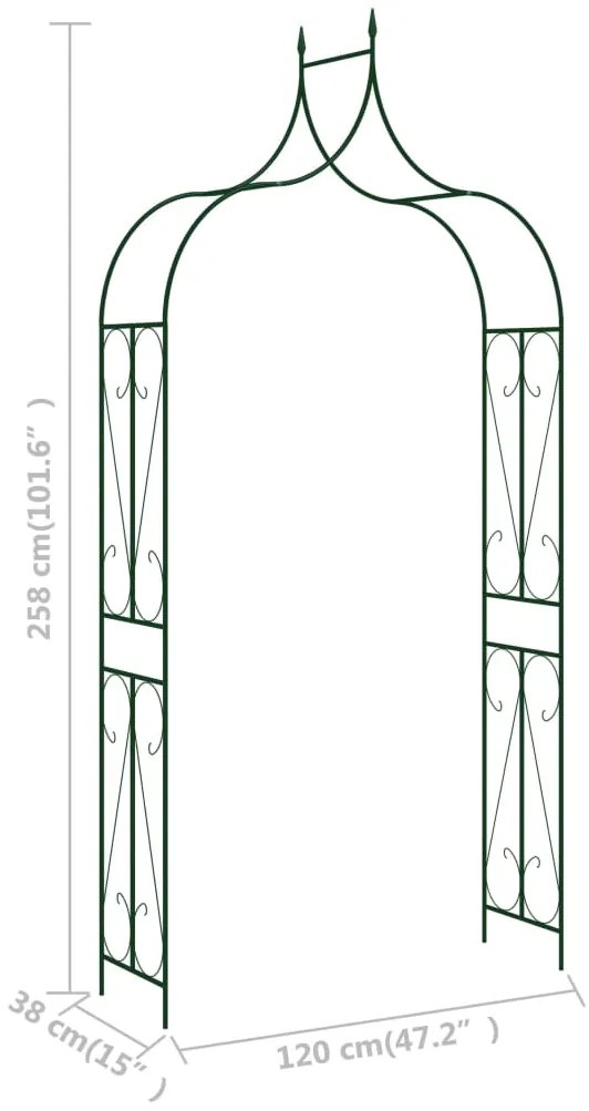 vidaXL Αψίδα Κήπου Σκούρο Πράσινο 120 x 38 x 258 εκ. Σιδερένια