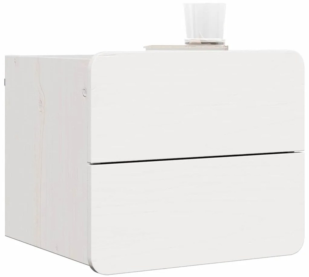 vidaXL Κομοδίνο με συρτάρι Λευκό 39 x 34 x 33 εκ. Μασίφ ξύλο πεύκου