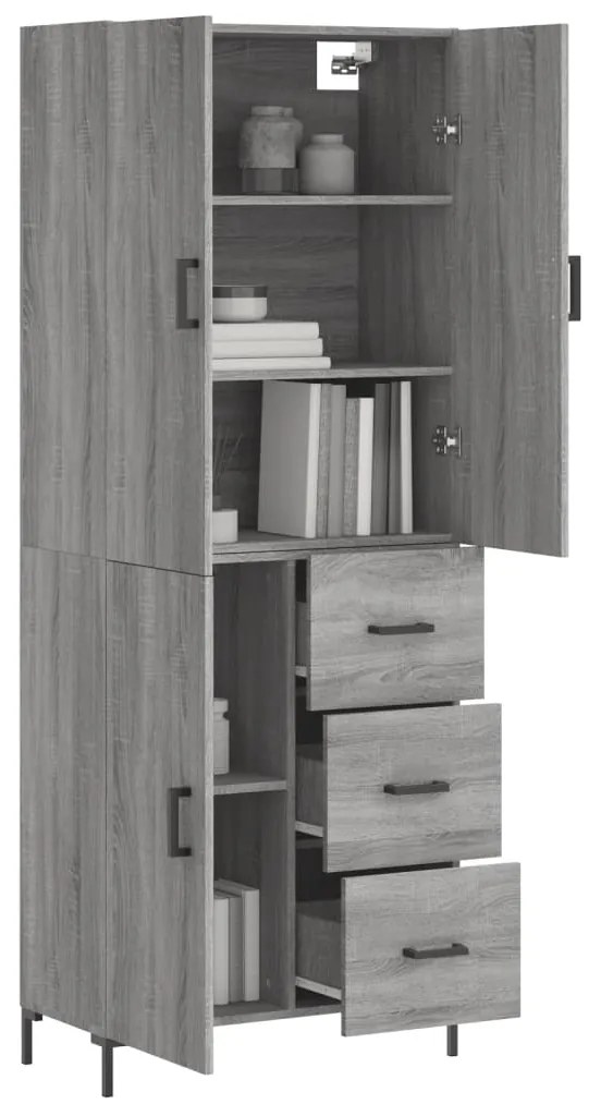 vidaXL Ντουλάπι Γκρι Sonoma 69,5 x 34 x 180 εκ. Επεξεργασμένο Ξύλο