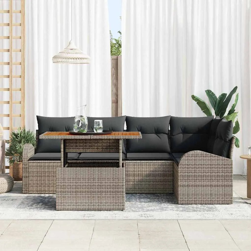 vidaXL Σετ Καναπέ Κήπου με μαξιλάρι 6 pcs Γκρι 100 x 55 x 73 εκ
