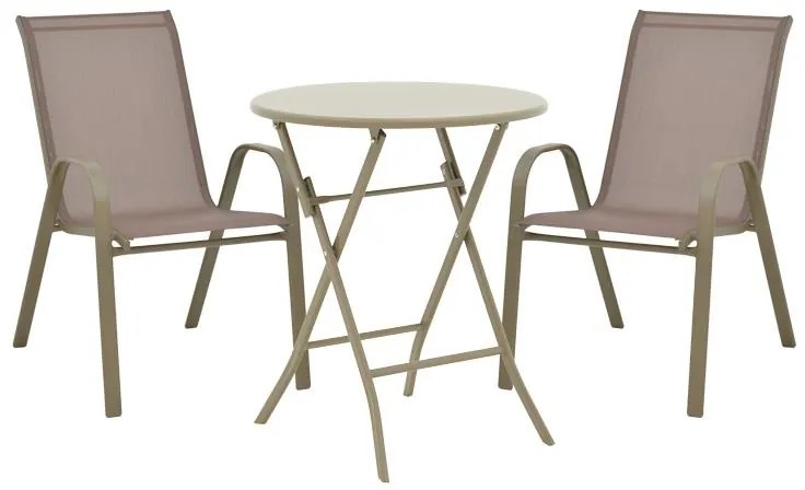 Σετ κήπου Τραπεζαρία Albero-Calan 3τεμ μέταλλο σε σαμπανιζέ απόχρωση Φ60x70εκ 60x60x70 εκ.