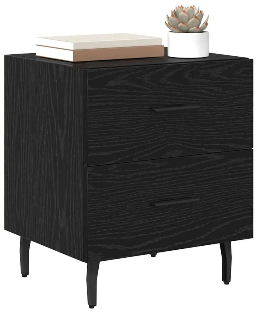vidaXL Κομοδίνο 2 pcs Μαύρη δρυς 40 x 35 x 47.5 εκ Επεξεργασμένο ξύλο