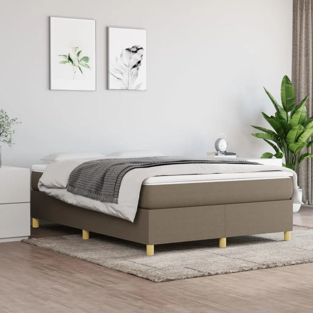 vidaXL Κρεβάτι Boxspring με Στρώμα Taupe 140x190 εκ. Υφασμάτινο