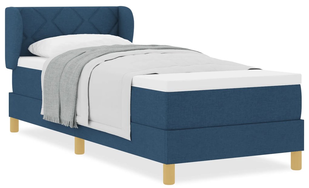 vidaXL κρεβάτι Box Spring με στρώμα - Μπλε - 80x200 εκ. - Ύφασμα