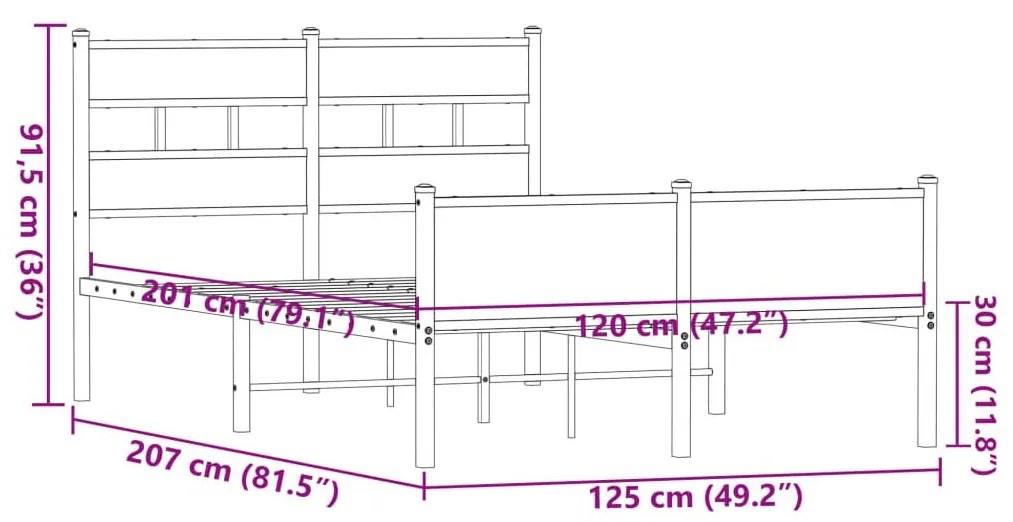 Πλαίσιο Κρεβατιού Χωρ. Στρώμα Καφέ Δρυς 120x200εκ. Επ. Ξύλο - Καφέ