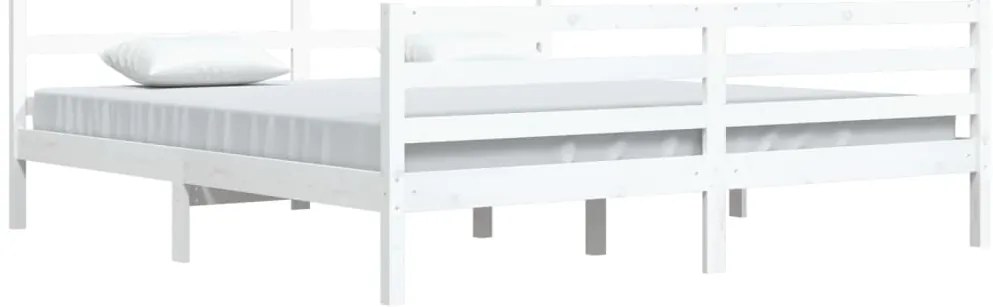 vidaXL Πλαίσιο Κρεβατιού Λευκό 200 x 200 εκ. από Μασίφ Ξύλο Πεύκου