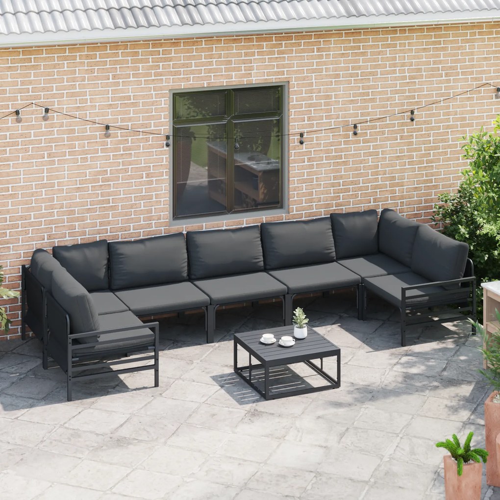 vidaXL Σετ Καναπέ Κήπου 8 pcs Ανθρακί Ατσάλι