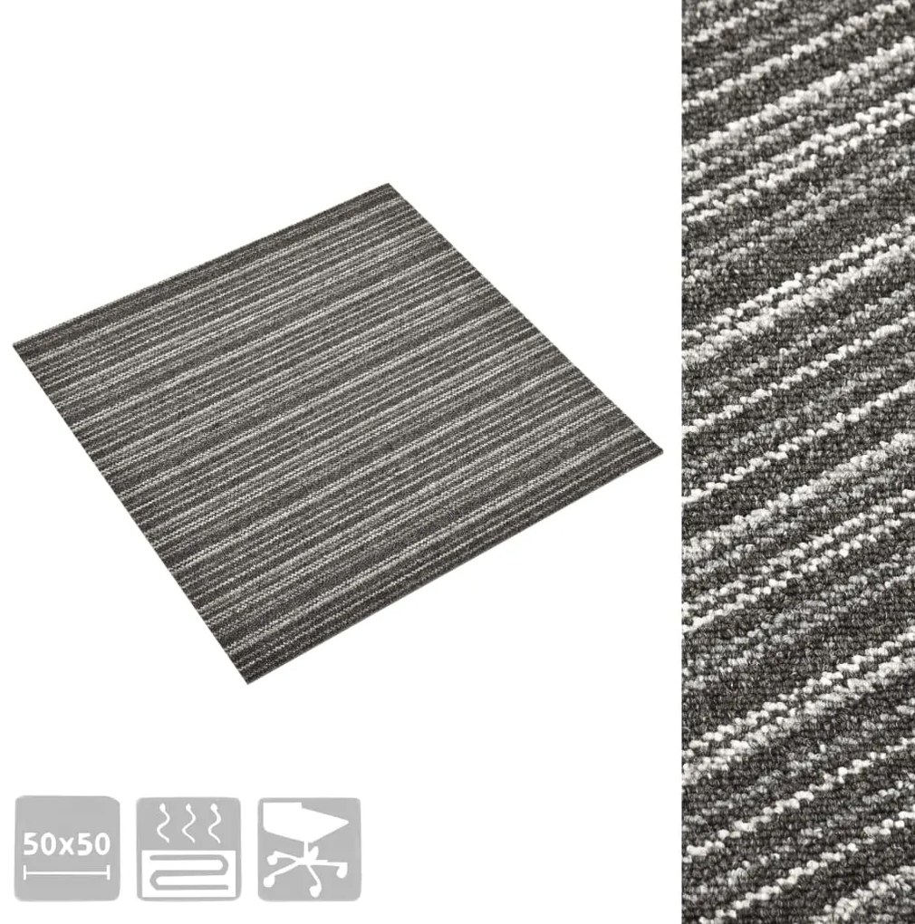 Μοκέτα Πλακάκι 20 τεμ. Ανθρακί Ριγέ 5 μ² 50x50 εκ. 147308