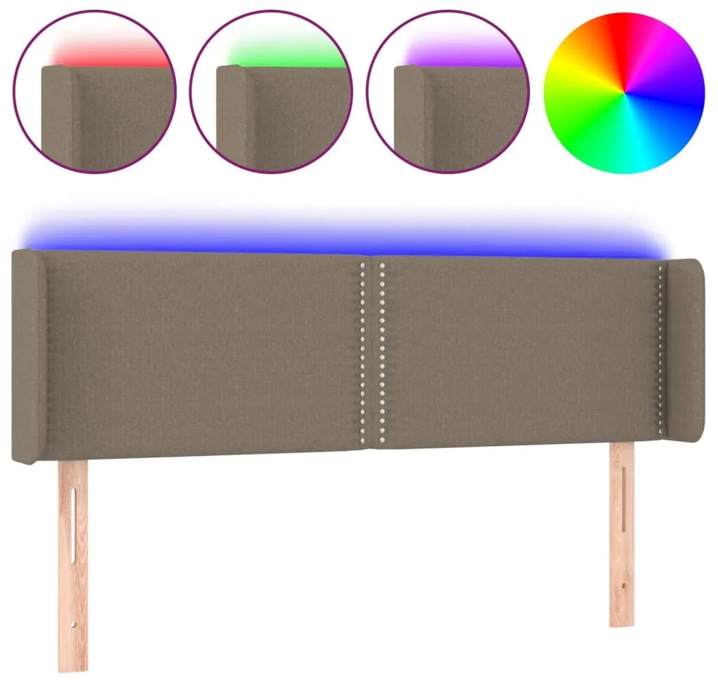 vidaXL Κεφαλάρι Κρεβατιού LED Taupe 147x16x78/88 εκ. Υφασμάτινο