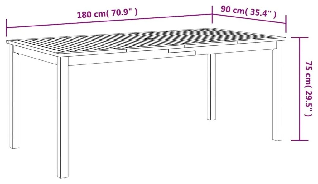 Τραπεζαρία Κήπου 180 x 90 x 75 εκ. από Μασίφ Ξύλο Ακακίας - Καφέ