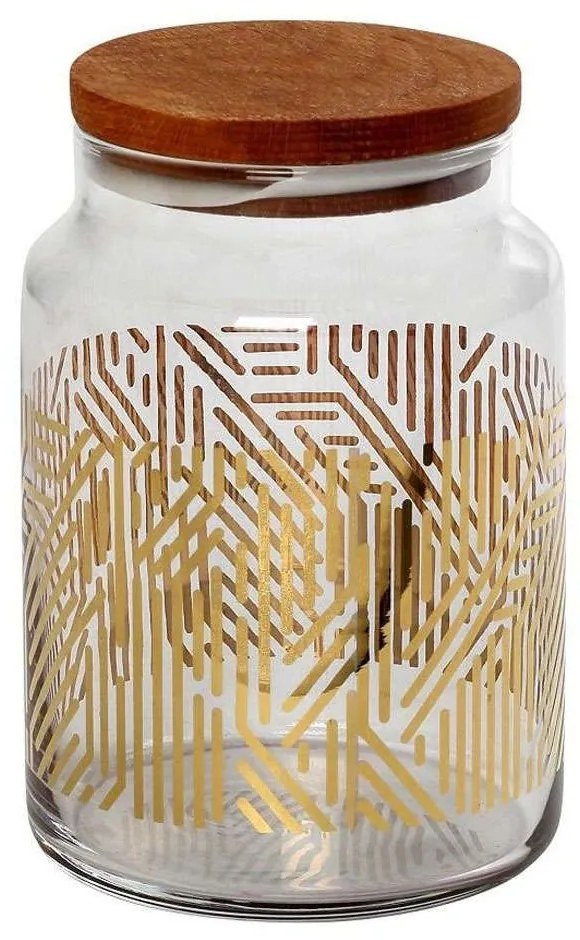 Βάζο Αποθήκευσης Με Καπάκι Labyrinth RAB666 890ml Φ10x14,5cm Gold Espiel Ξύλο,Γυαλί