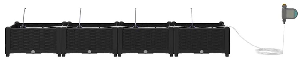 vidaXL Ζαρντινιέρες κήπου Μαύρο 160 x 40 x 22 cm Ατσάλι