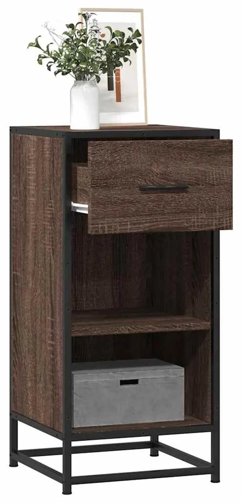 Ραφιέρα Καφέ Δρυς 35,5x35x76 εκ. Επεξ. Ξύλο + Μέταλλο