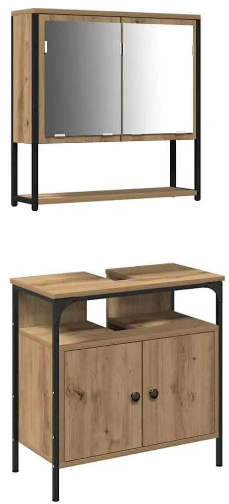 vidaXL Σετ Επίπλων Μπάνιου με αποθήκευση 2 pcs Καφέ 60 x 30 x 60 cm