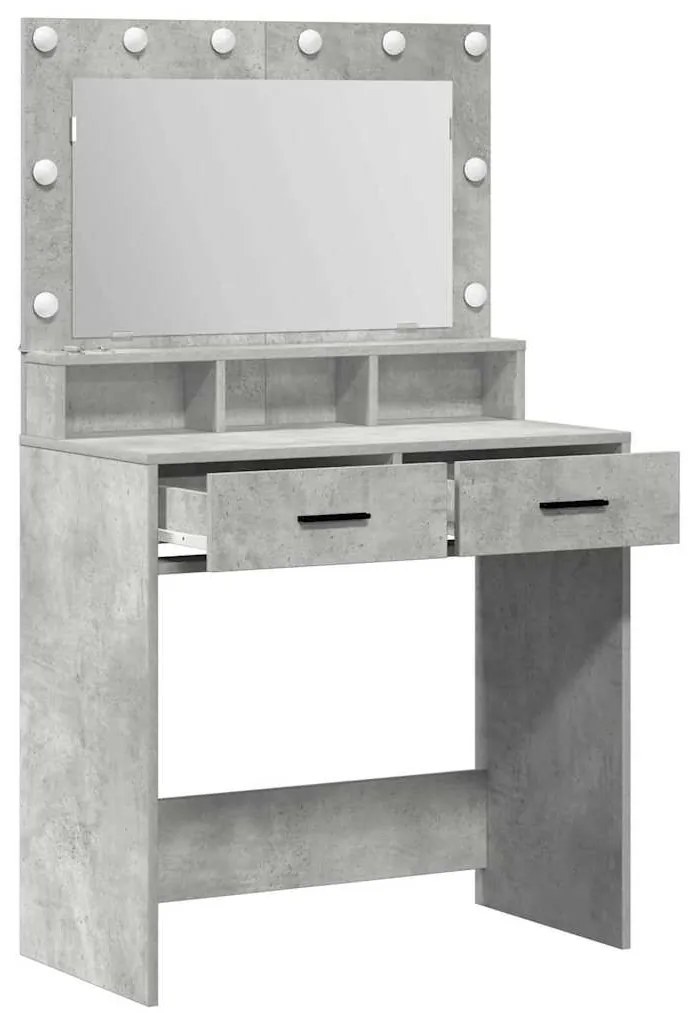 vidaXL Κομοδίνο Γκρι σκυροδέματος 79 x 41 x 135 cm Επεξεργασμένο ξύλο