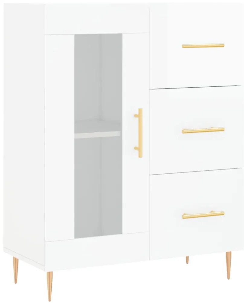 vidaXL Ντουλάπι Γυαλιστερό Λευκό 69,5x34x90 εκ. Επεξεργασμένο Ξύλο