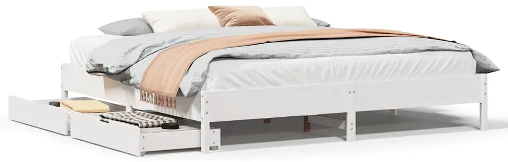vidaXL Σκελετός Κρεβ. Χωρίς Στρώμα Λευκό 180x200 εκ Μασίφ Πεύκο