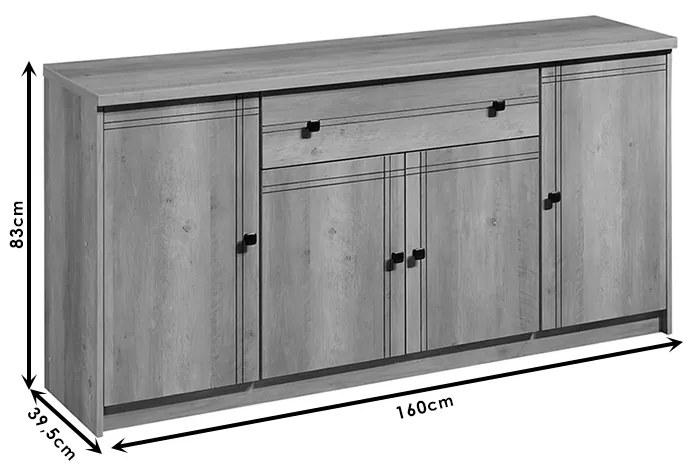 Μπουφές Libby pakoworld φυσικό 160x39.5x83εκ - 123-000165 - 123-000165