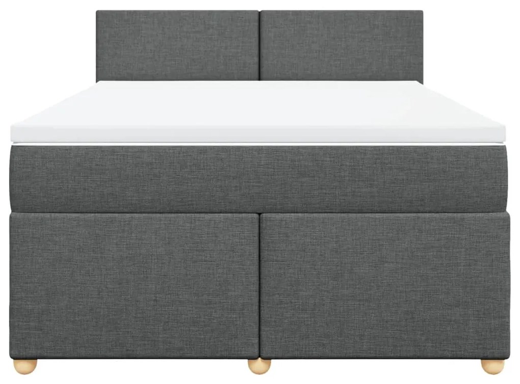 vidaXL Κρεβάτι Boxspring με Στρώμα Σκούρο Γκρι 160x200 εκ Υφασμάτινο