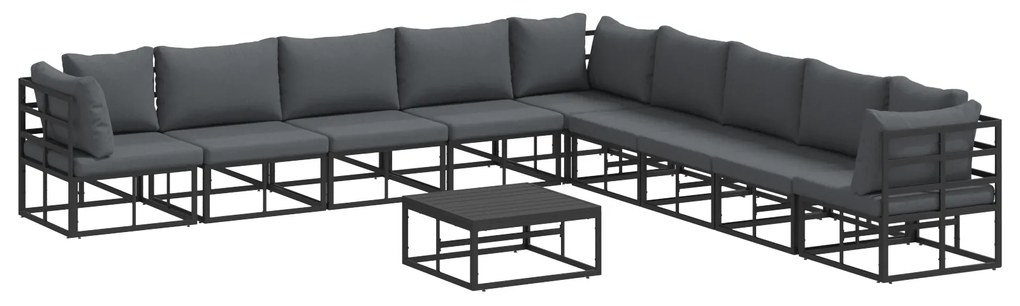 vidaXL Σετ Καναπέ Κήπου 10 pcs Μαύρο 70 x 70 x 32 εκ Αλουμίνιο