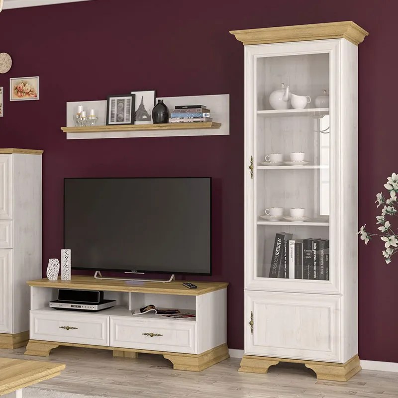 Βιτρίνα Jaden pakoworld golden oak-λευκό antique 70,5x43x197,5εκ - 173-000029 - 173-000029