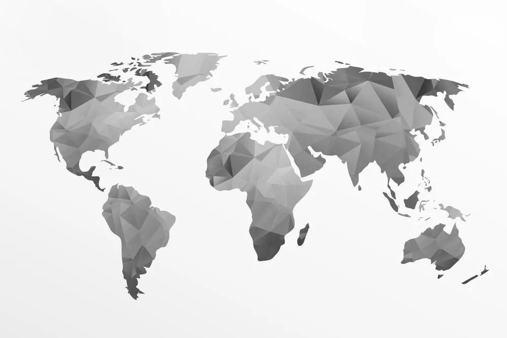 Εικόνα σε πολυγωνικό παγκόσμιο χάρτη από φελλό σε ασπρόμαυρο σχέδιο - 120x80  place